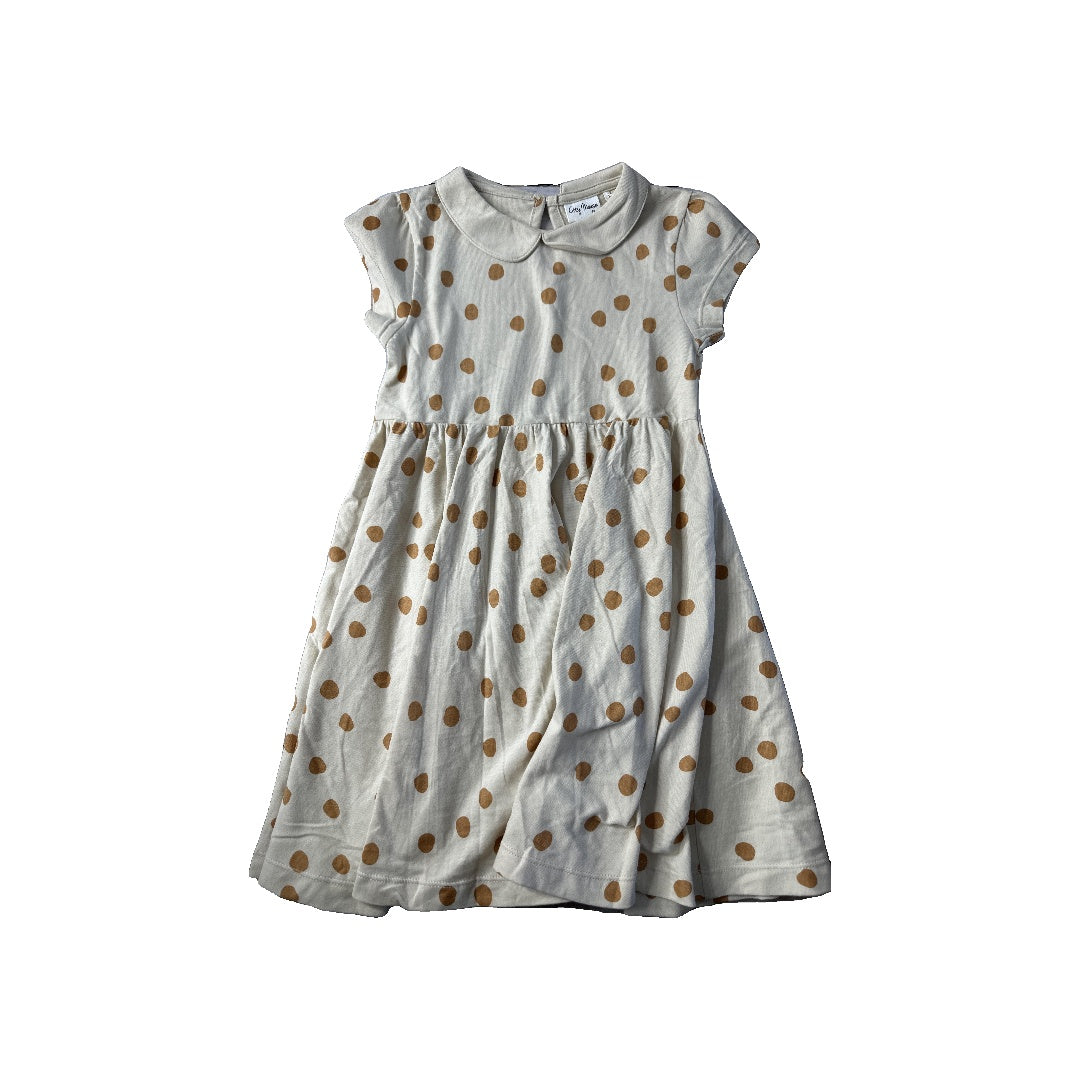 City Mouse Girls Brown | Beige | polka dot Dress Size: 5T Brown | Beige | polka dot