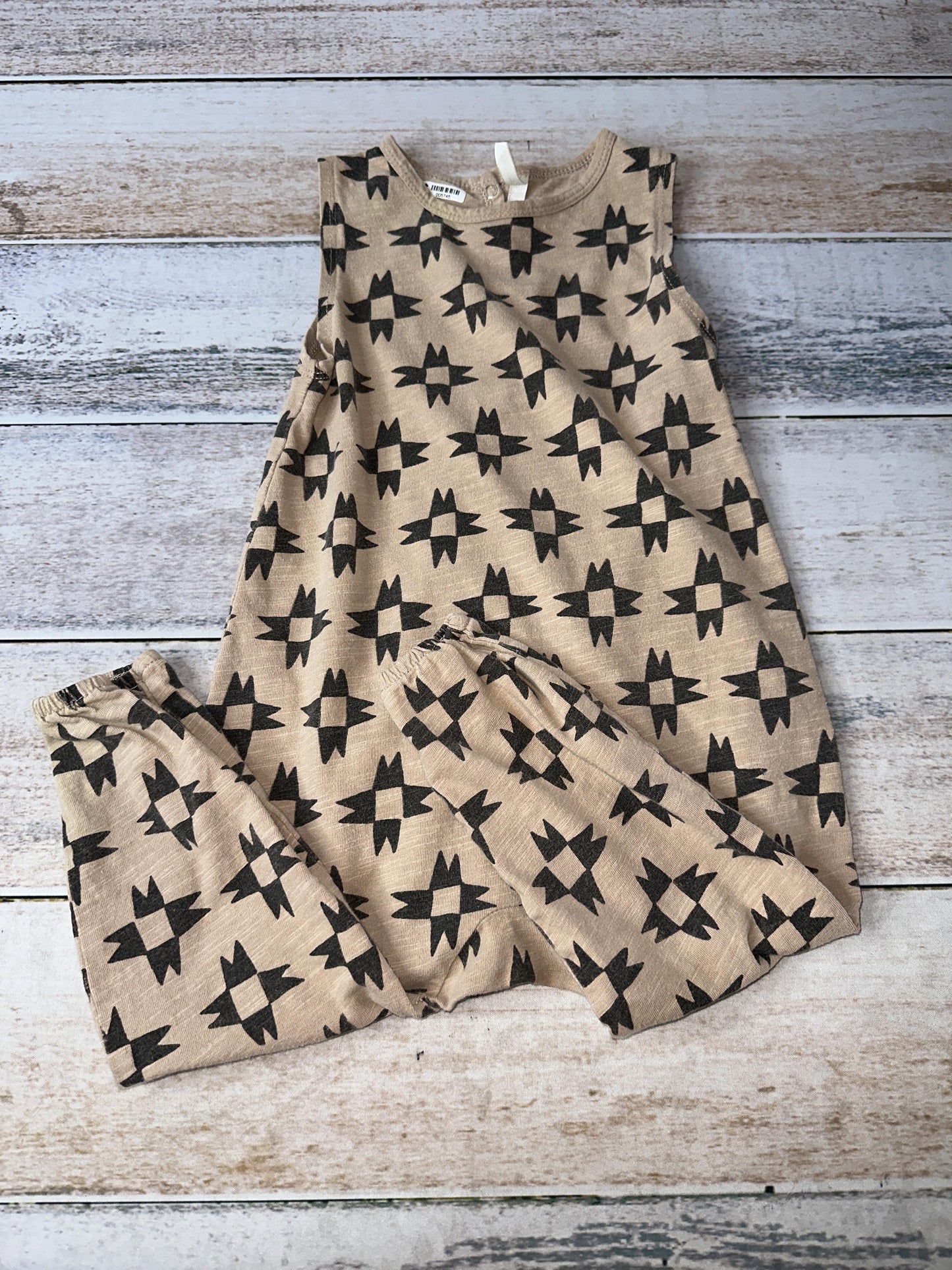 Rylee + Cru Girls Brown | Black | Pattern Romper Size: 2-3 Years Brown | Black | Pattern