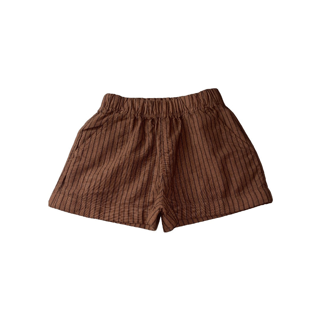Open Edit Unisex Brown | Black | Stripe Shorts Size: 2T Brown | Black | Stripe