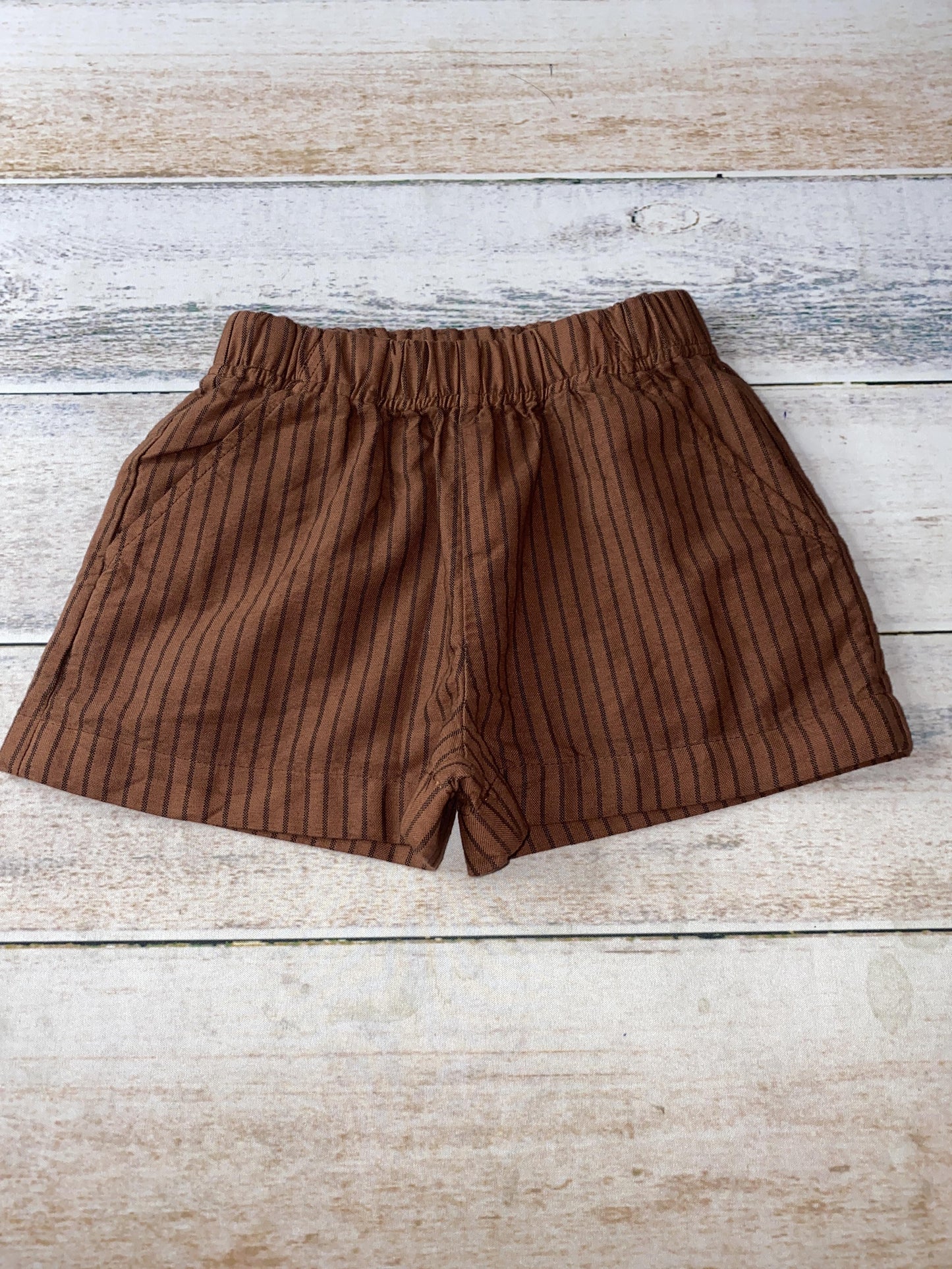 Open Edit Unisex Brown | Black | Stripe Shorts Size: 2T Brown | Black | Stripe
