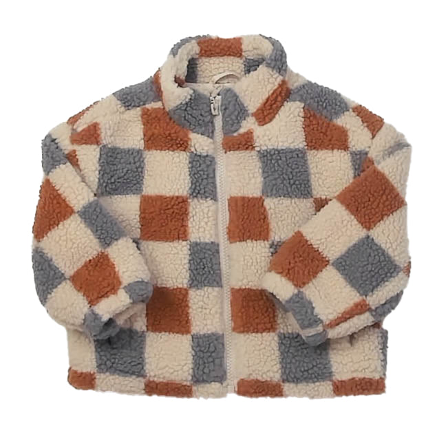 Rylee + Cru Boys Brown | Blue Check Fleece Size: 12-18 Months Brown | Blue Check