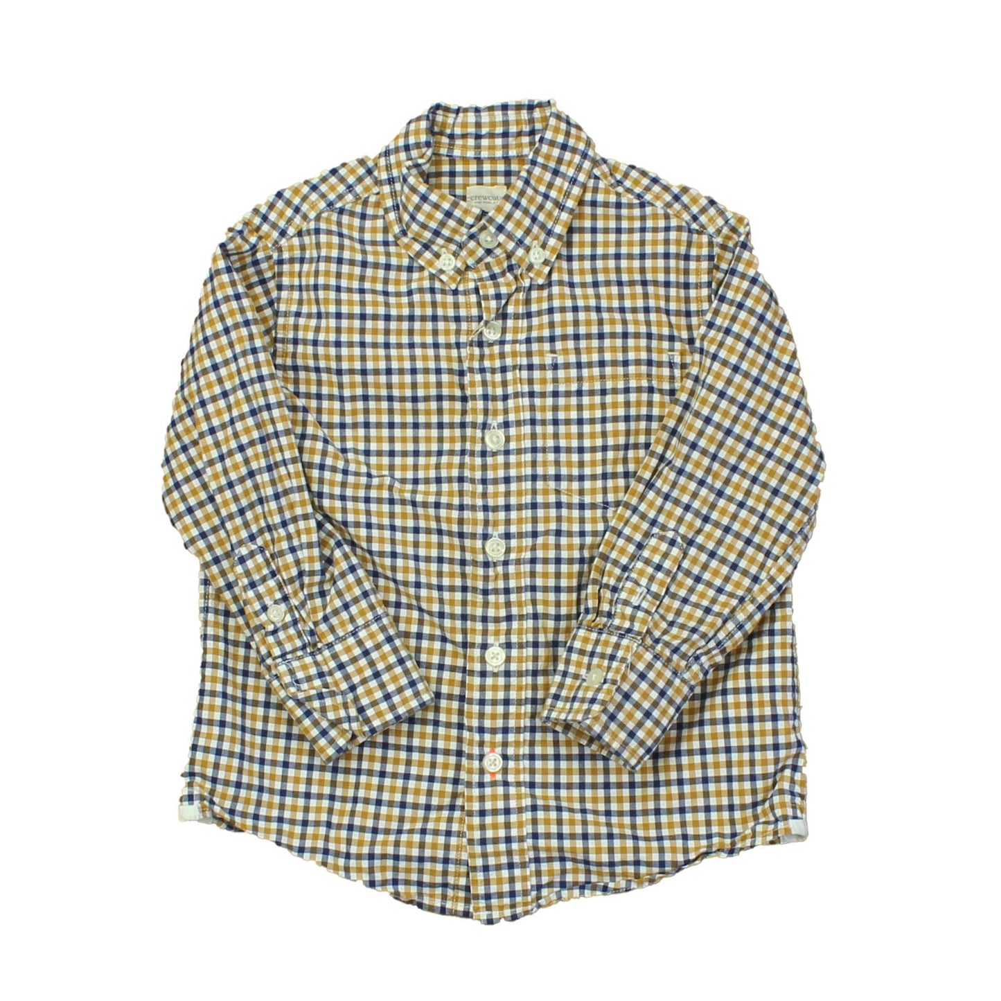 Crewcuts Boys Brown | Blue | Checks Button Down Long Sleeve Size: 2T