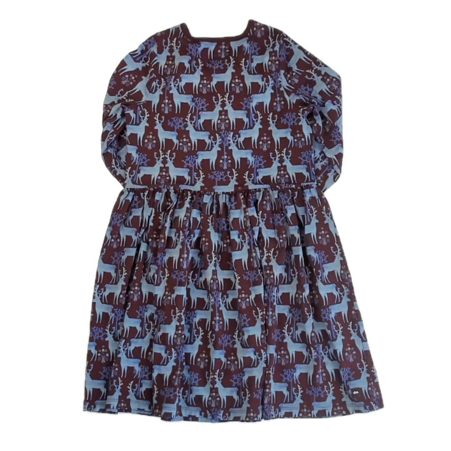 Tea Collection Girls Brown | Blue Deer Dress Size: 10 Years Brown | Blue Deer