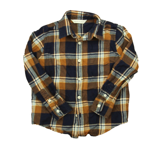 Janie and Jack Boys Brown | Blue Button Down Long Sleeve Size: 3-4T