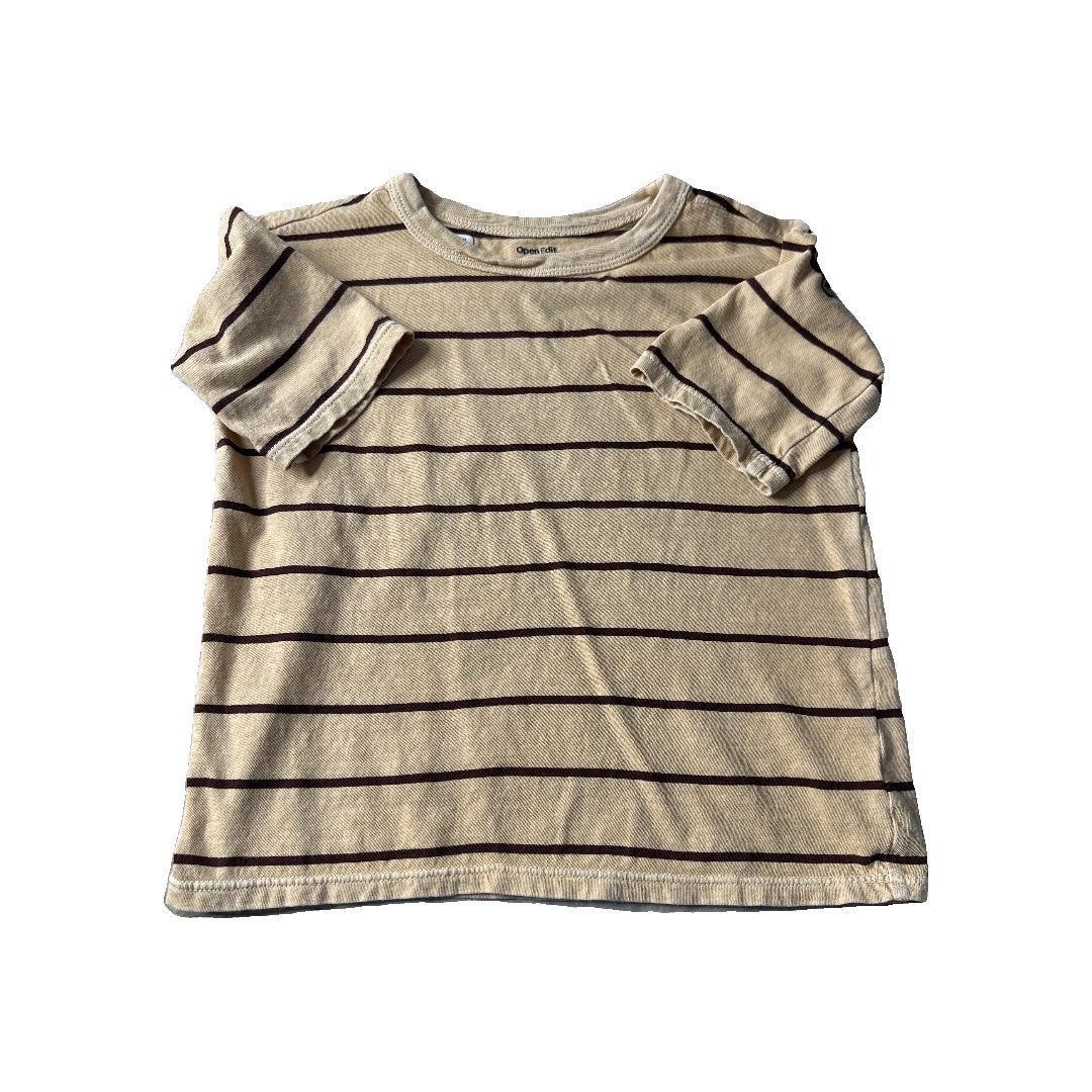 Open Edit Boys Brown | Brown | Stripe T-Shirt Size: 3T Brown | Brown | Stripe