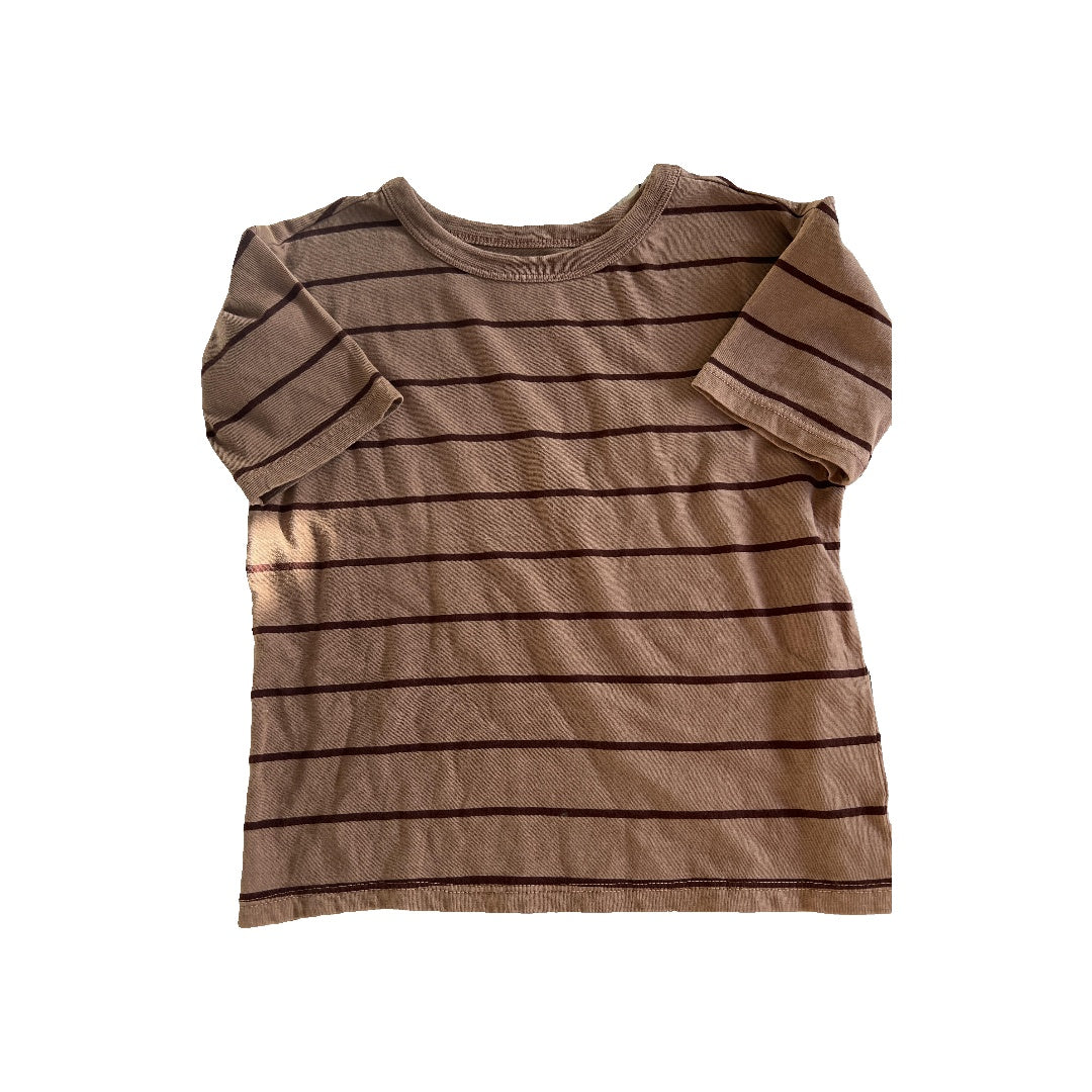 Open Edit Boys Brown | Brown | Stripe T-Shirt Size: 3T Brown | Brown | Stripe