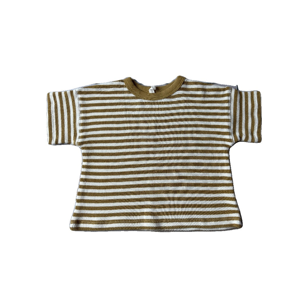 Quincy Mae Boys Brown | cream | Striped T-Shirt Size: 12-18 months Brown | cream | Striped