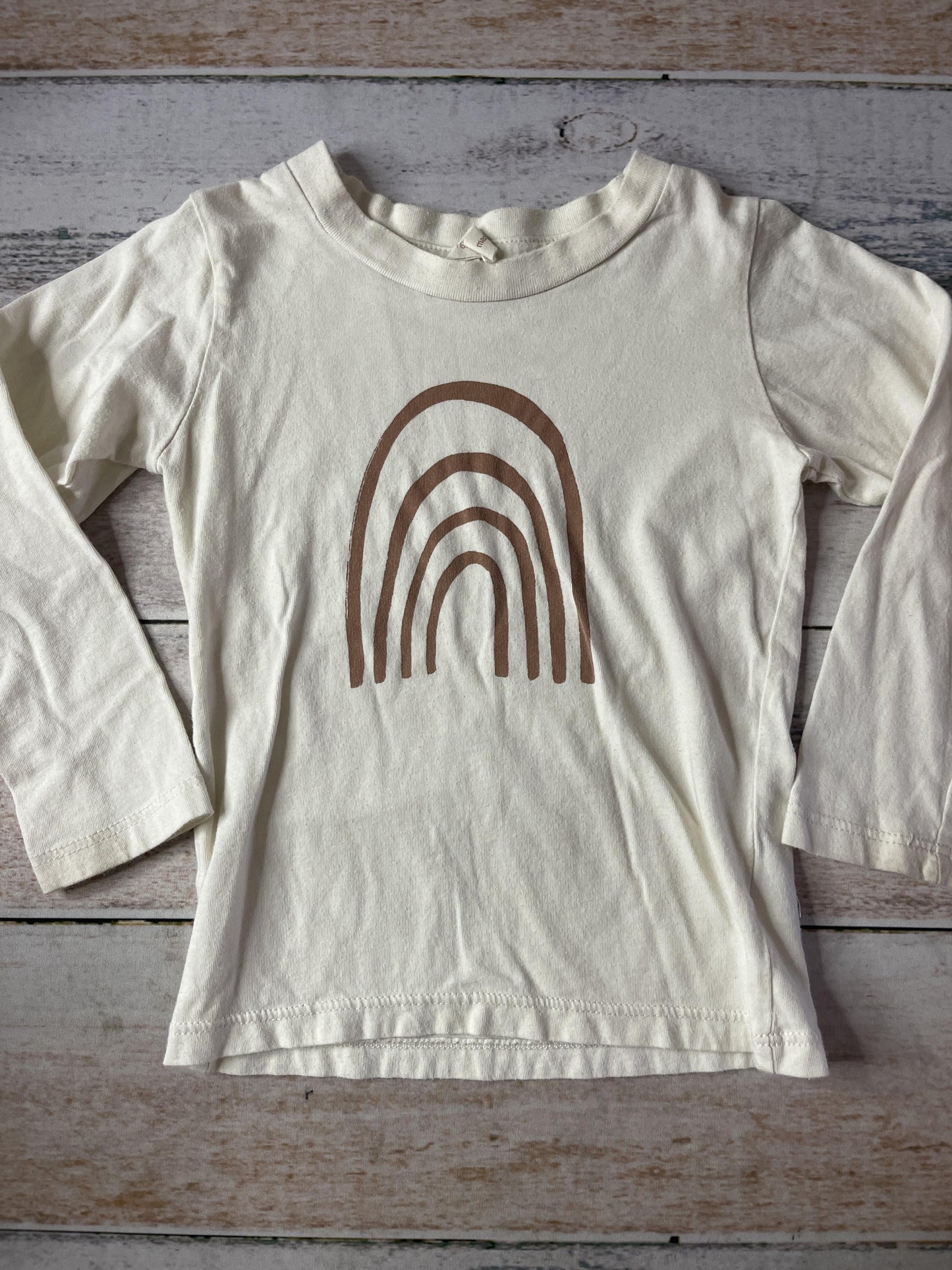 Tenth + Pine Girls Brown | cream Long Sleeve T-Shirt Size: 2T Brown | cream