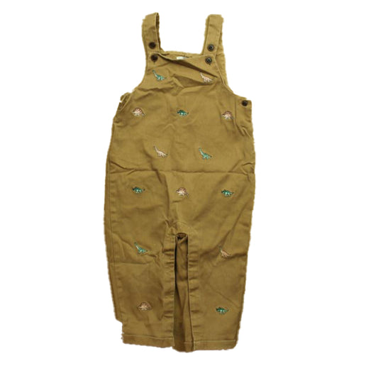 Janie and Jack Boys Brown Dinosaur Overalls Size: 12-18 Months