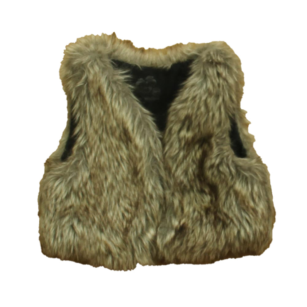 Trois Moutons Girls Brown Faux Fur Vest Size: 24 Months Brown Faux Fur