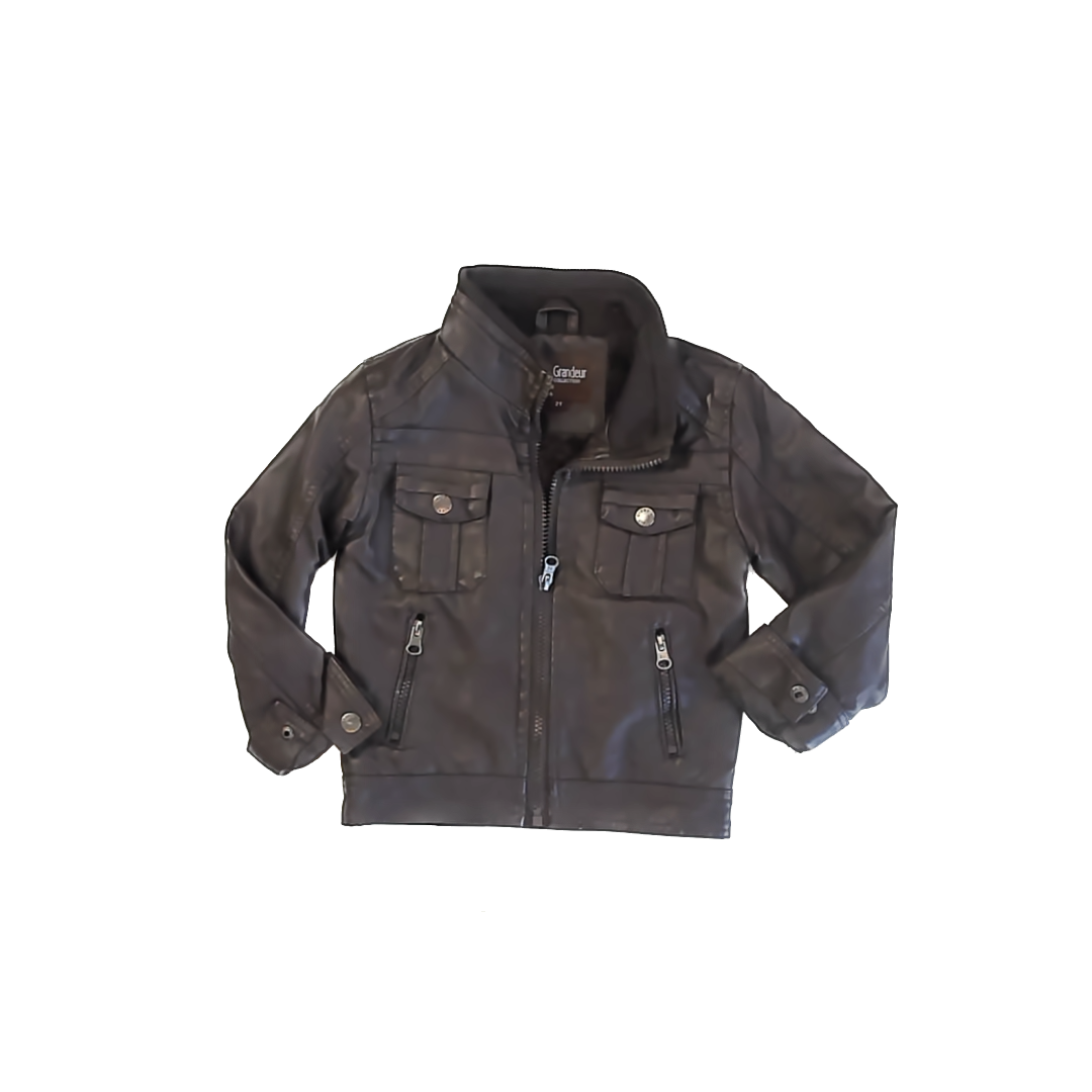 Bleau Grandeur Boys Brown Faux Leather Winter Coat Size: 2T Brown Faux Leather