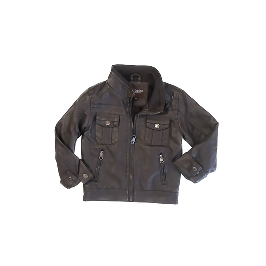 Bleau Grandeur Boys Brown Faux Leather Winter Coat Size: 2T Brown Faux Leather