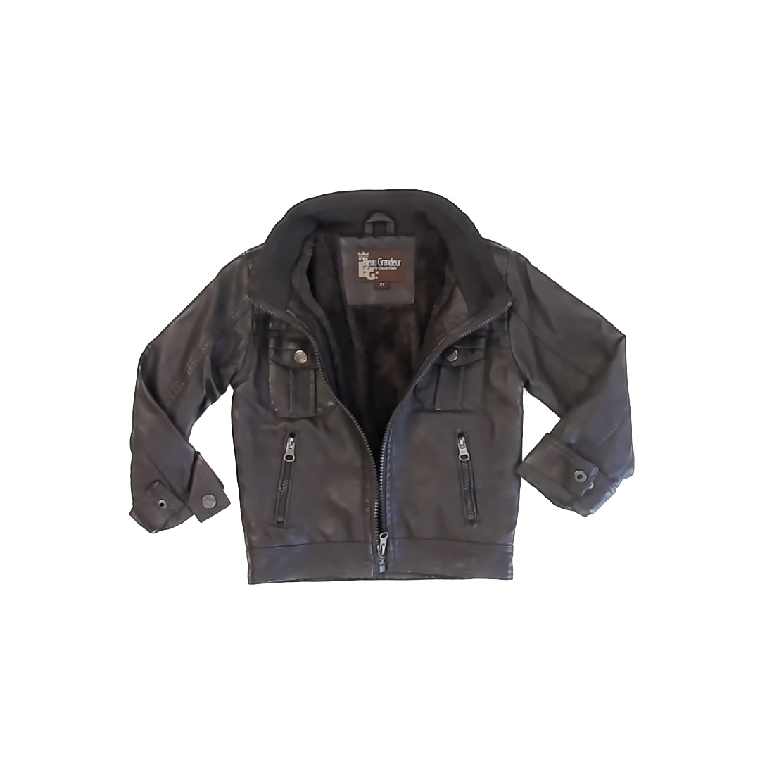 Bleau Grandeur Boys Brown Faux Leather Winter Coat Size: 2T Brown Faux Leather