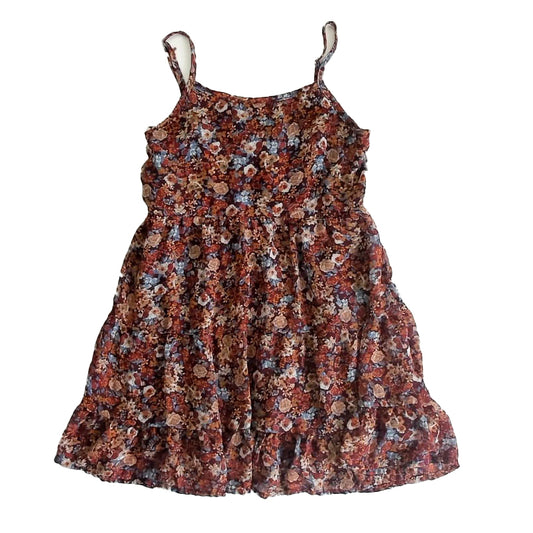 Beautees Girls Brown Floral Dress Size: 7 Years Brown Floral
