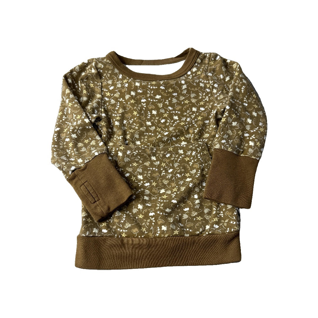 Goumi Girls Brown | Floral Long Sleeve Shirt Size: 2T Brown | Floral
