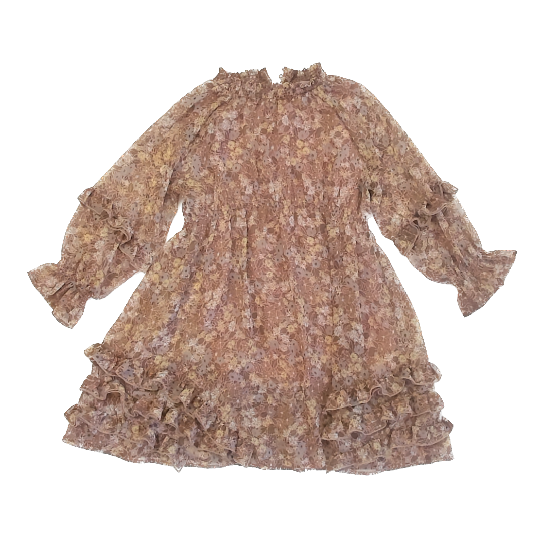 Noralee Girls Brown Floral Dress Size: 6 Years Brown Floral