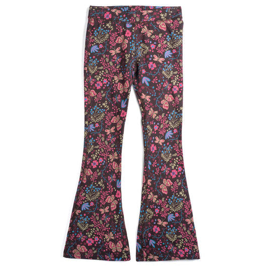 Mightly Girls Brown Floral Leggings Size: 6-14 Years