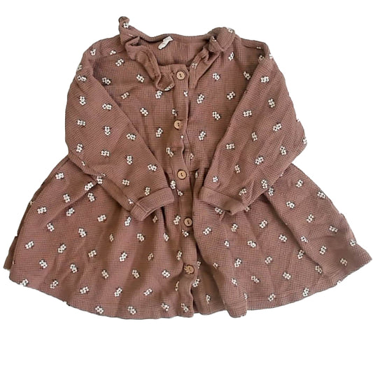 Quincy Mae Girls Brown Floral Dress Size: 18-24 Months Brown Floral