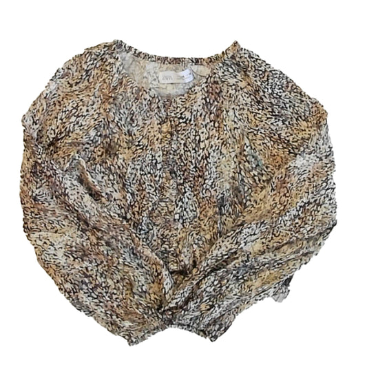 Zara Girls Brown Floral Blouse Size: 9-10 Years Brown Floral