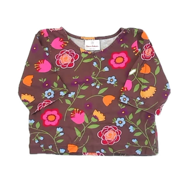 Hanna Andersson Girls Brown Floral Long Sleeve T-Shirt Size: 4T Brown Floral
