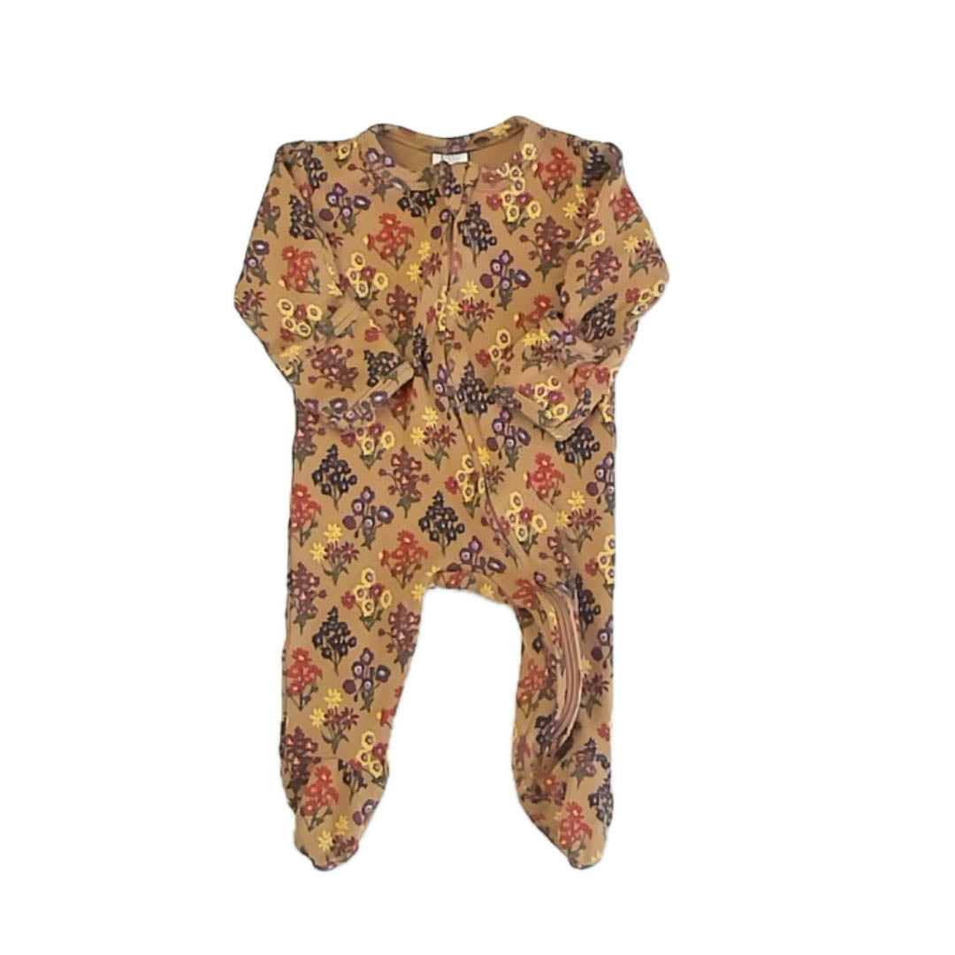 Kate Quinn Girls Brown Floral 1-piece footed Pajamas Size: 0-3 Months Brown Floral