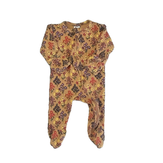 Kate Quinn Girls Brown Floral 1-piece footed Pajamas Size: 0-3 Months Brown Floral
