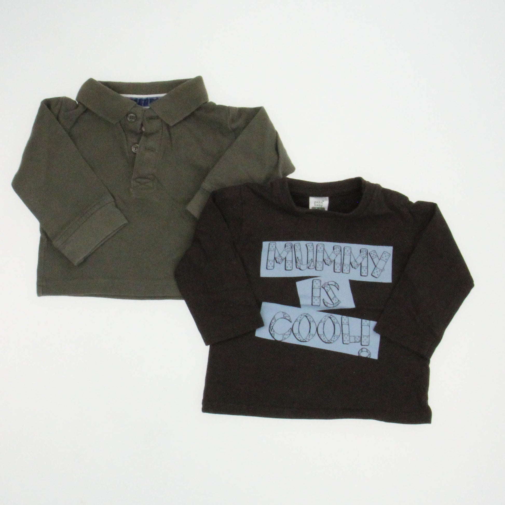 Zara Boys Brown | Green Long Sleeve Shirt Size: 3-6 Months Brown | Green