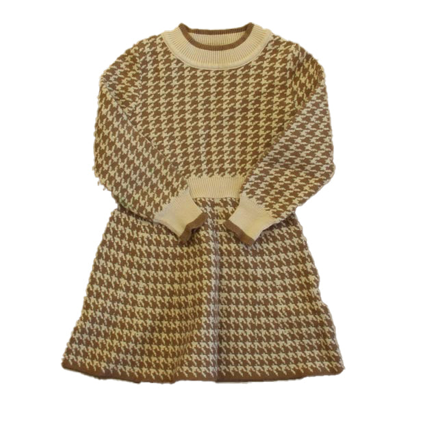 Shein Girls Brown Herringbone Sweater Dress Size: 6-9 Months