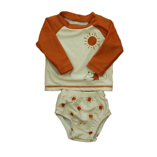 Disney Boys Brown | Ivory Winnie the Pooh 2-piece Swimsuit Size: 0-3 Months