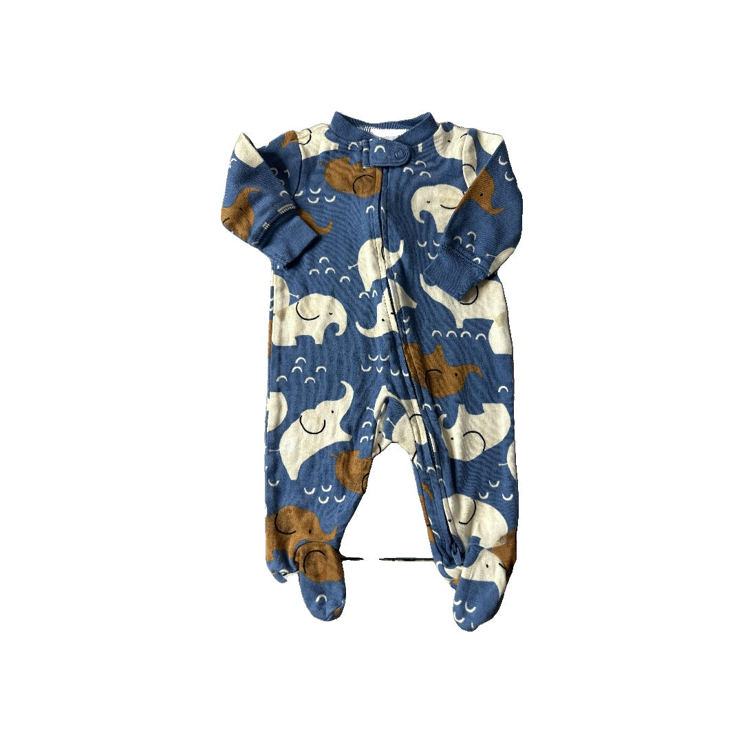 Carters Unisex Brown | Light Blue | cream | Elephant Pajamas Size: 3 months Brown | Light Blue | cream | Elephant