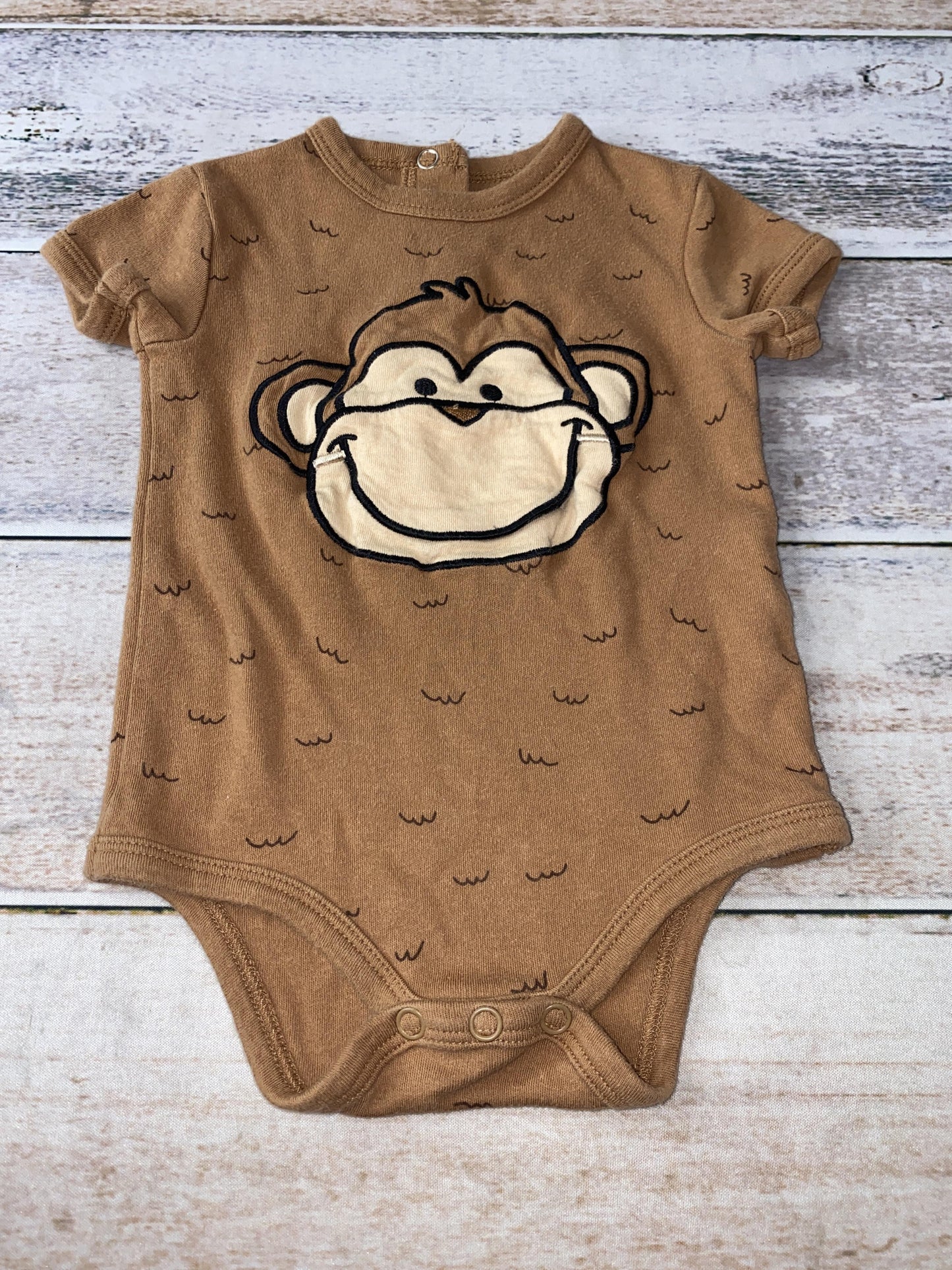 Kid Tees Unisex Brown | Monkey Onesie Size: 12M Brown | Monkey
