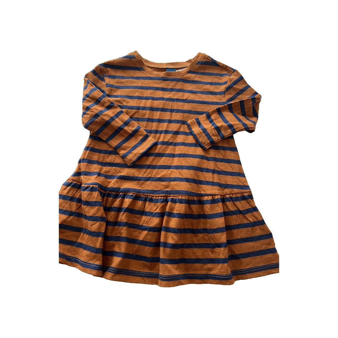 Old Navy Girls Brown | Navy Blue | Stripe Dress Size: 3T Brown | Navy Blue | Stripe