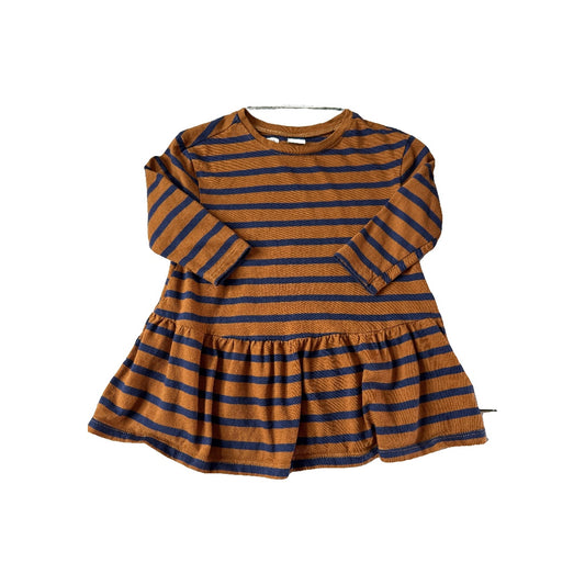 Old Navy Girls Brown | Navy Blue | Stripe Dress Size: 12-18 months Brown | Navy Blue | Stripe