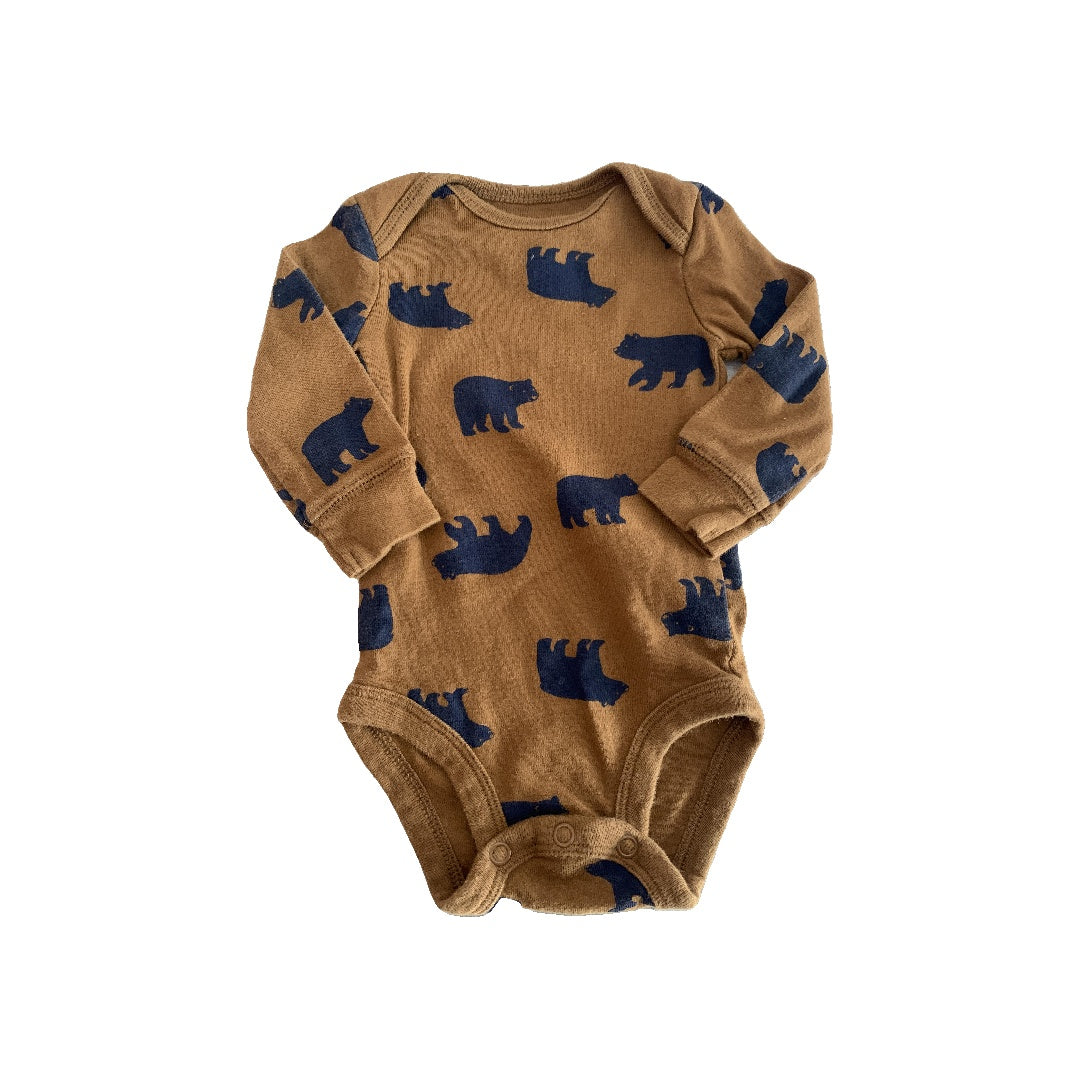 Carters Boys Brown | Navy Blue Onesie Size: 3 months Brown | Navy Blue