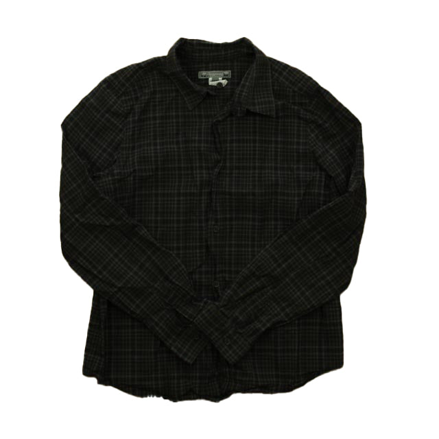 Bonpoint Boys Brown | Navy Plaid Button Down Long Sleeve Size: 12 Years