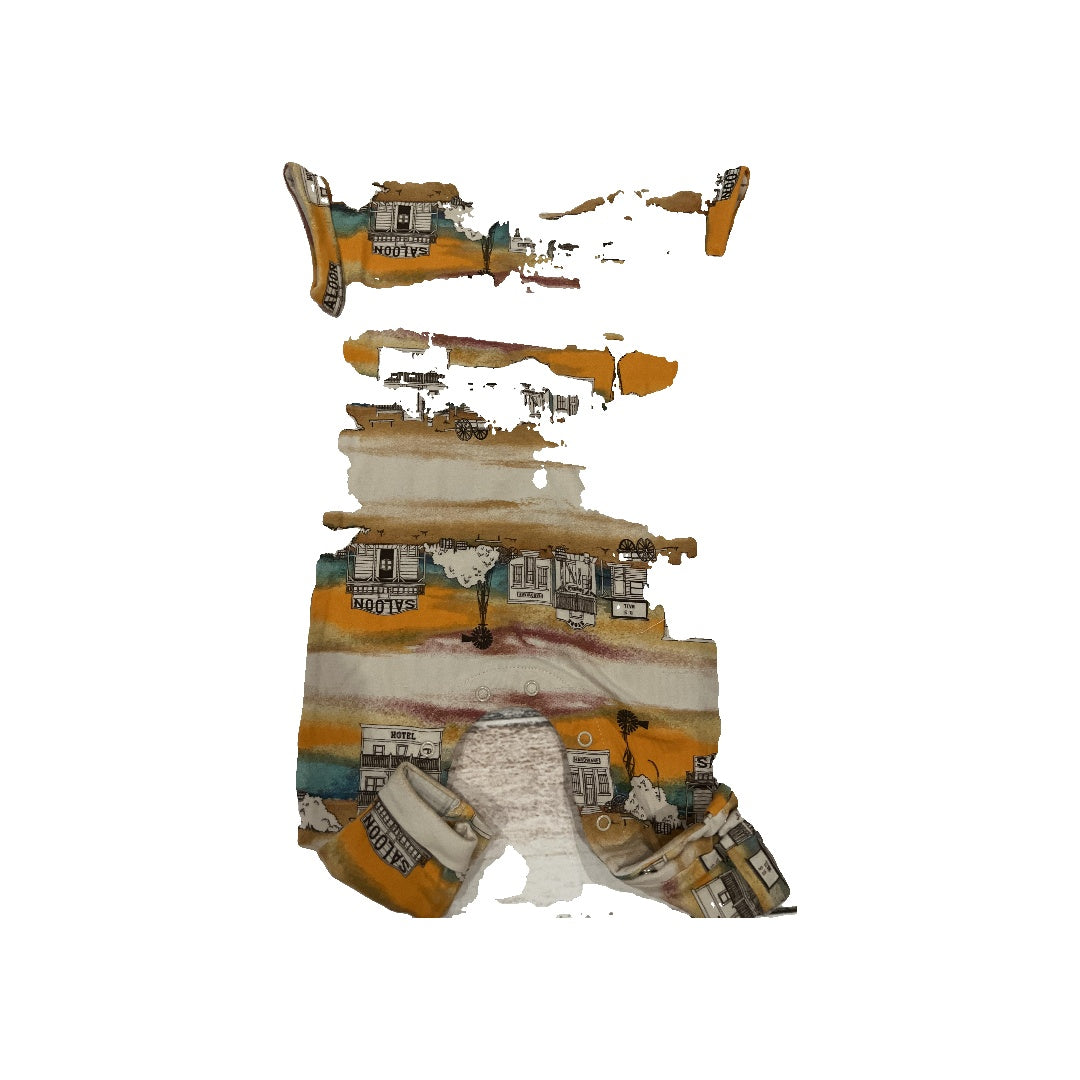 Kidding Around Boys Brown | Pattern Romper Size: 12 months Brown | Pattern