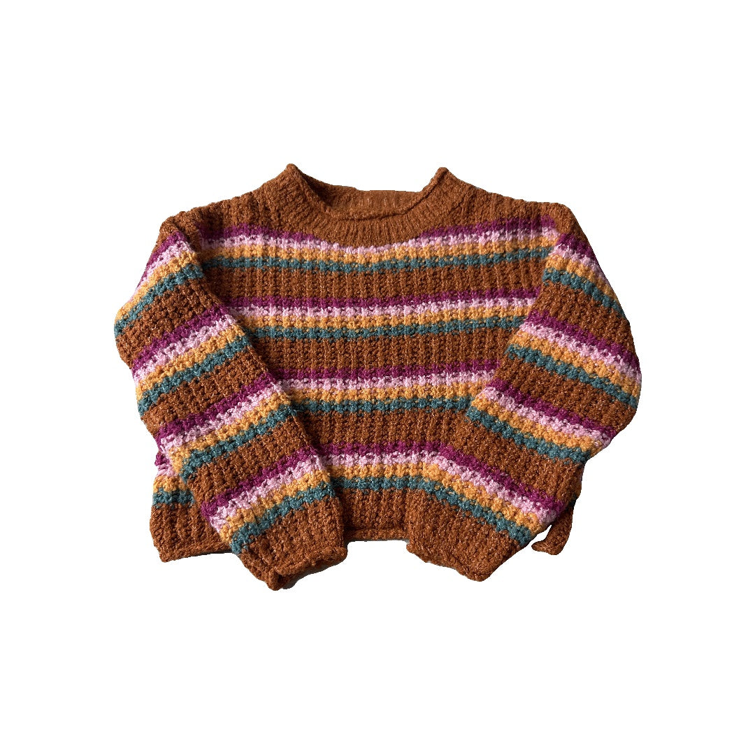 Cat & Jack Girls Brown | pink | Blue Sweater Size: 4-5 Years Brown | pink | Blue