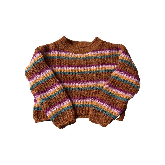 Cat & Jack Girls Brown | pink | Blue Sweater Size: 4-5 Years Brown | pink | Blue
