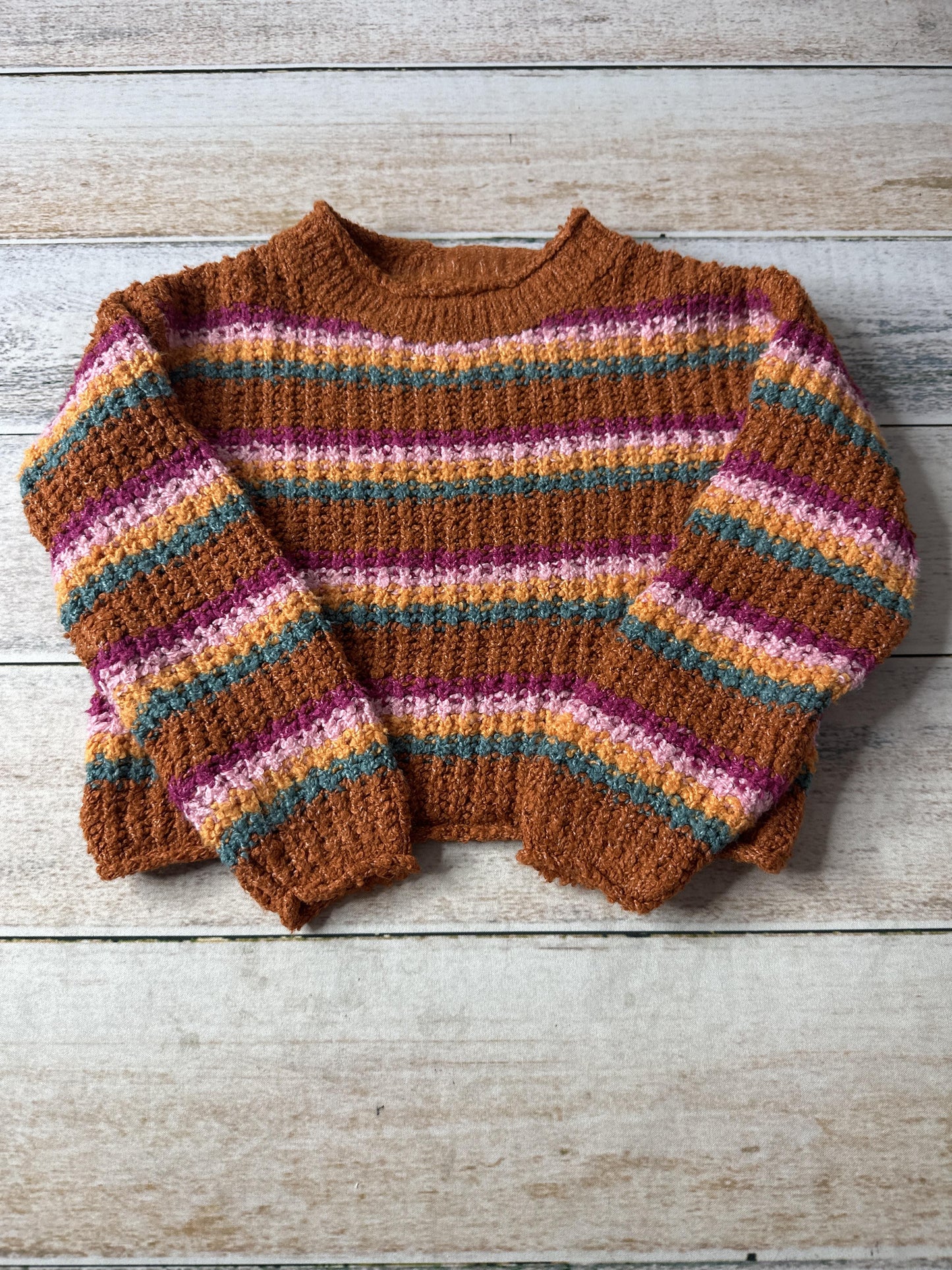 Cat & Jack Girls Brown | pink | Blue Sweater Size: 4-5 Years Brown | pink | Blue