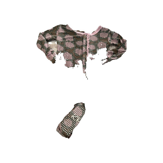 KicKee Pants Girls Brown | Pink floral Pajamas Size: 12-18 months Brown | Pink floral