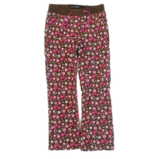 Boden Girls Brown | Pink Floral Corduroy Pants Size: 9 Years Brown | Pink Floral