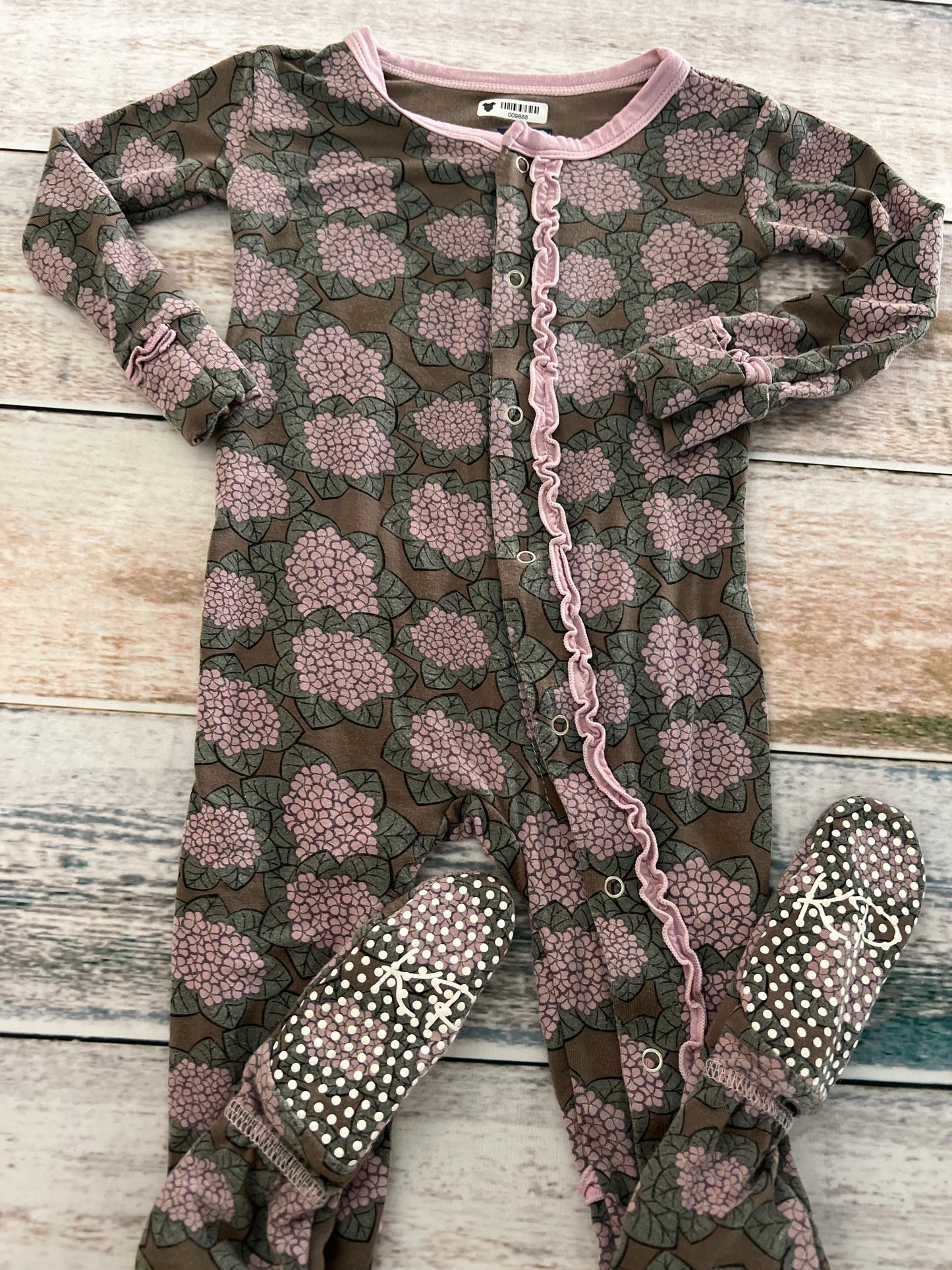 KicKee Pants Girls Brown | Pink floral Pajamas Size: 12-18 months Brown | Pink floral