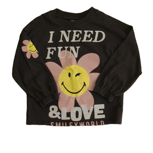 Zara Girls Brown | Pink Flower Long Sleeve T-Shirt Size: 6 Years