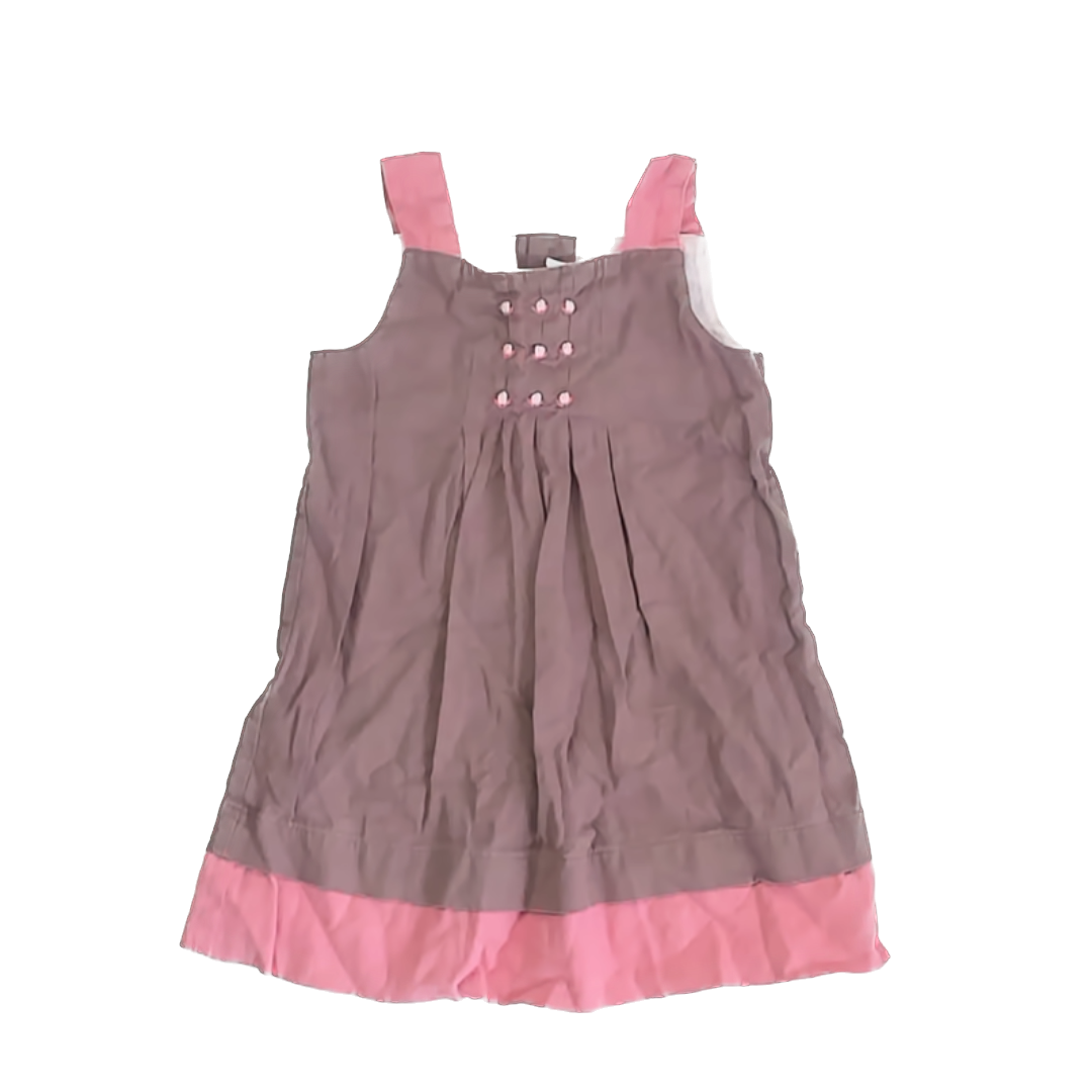 Jacadi Girls Brown | Pink Dress Size: *3-4T Brown | Pink