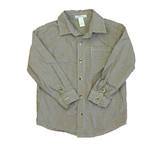 Janie and Jack Boys Brown Plaid Button Down Long Sleeve Size: 5T