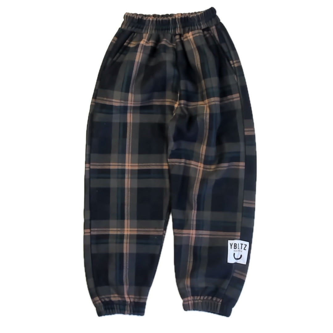 YBLTZ Boys Brown Plaid Casual Pants Size: 7-8 Years Brown Plaid
