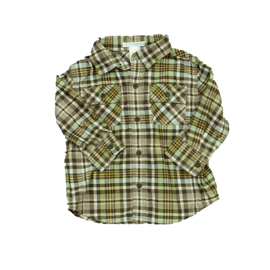 Janie and Jack Boys Brown | Plaid Button Down Long Sleeve Size: 12-18 Months Brown | Plaid