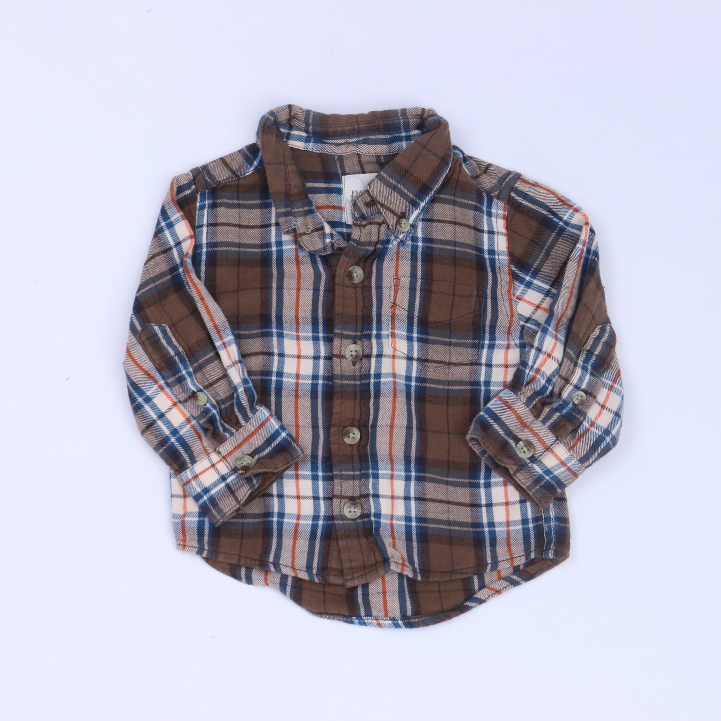 Peek Boys Brown Plaid Button Down Long Sleeve Size: 6-12 Months Brown Plaid