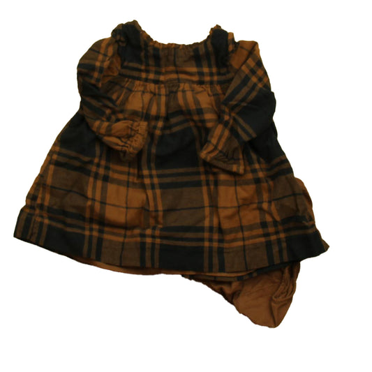 Gap Girls Brown Plaid Dress Size: 6-12 Months Brown Plaid