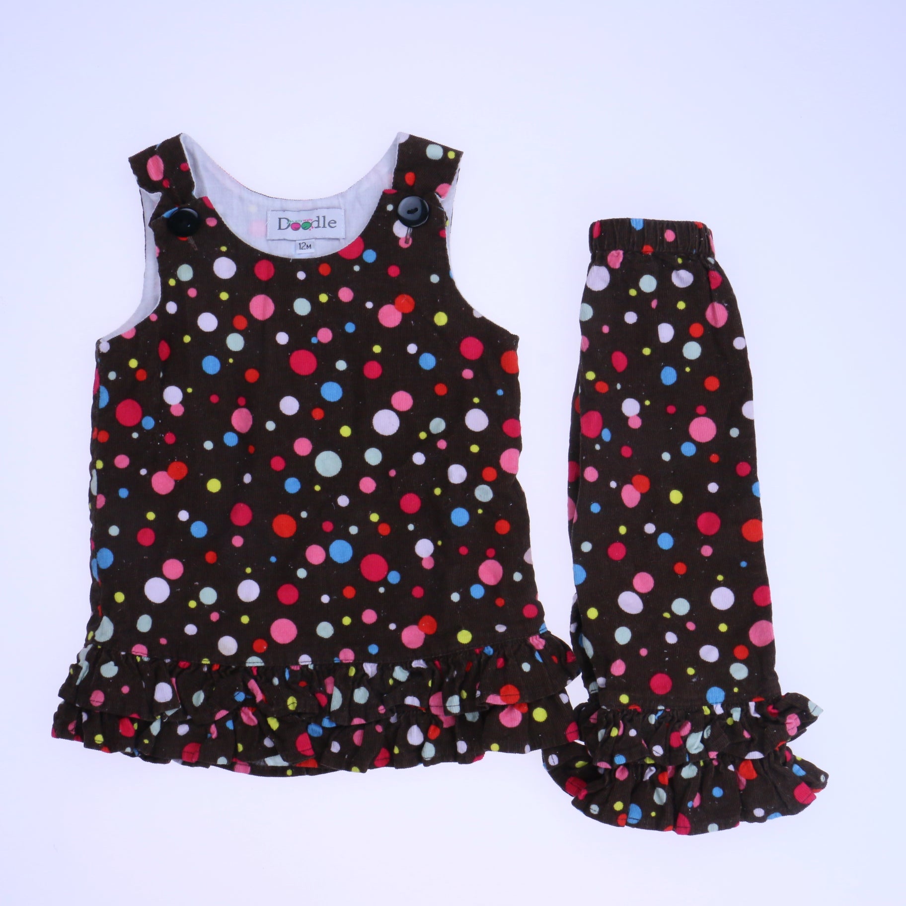 Lolly Wolly Doodle Girls Brown Polka Dots Apparel Sets Size: 12 Months Brown Polka Dots